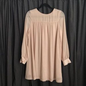 Beige mini dress with gold zipper